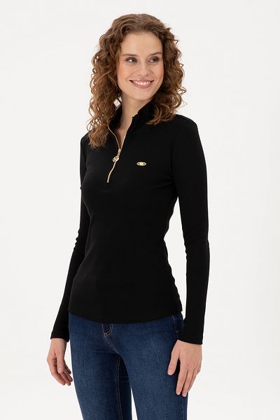 U.S. Polo Assn. Women's Black Zippered Sweatshirt 50299040 -Vr046