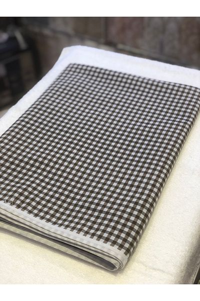 BHT 160x160 Карирана кафява покривка за маса - с кант