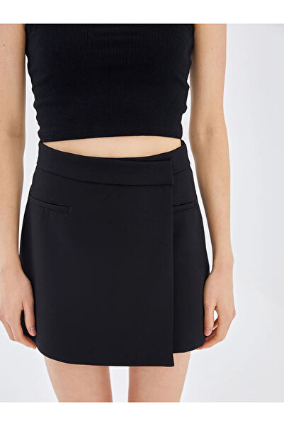 LC Waikiki LCW Vision Gri Kadın Beli Fermuarlı Düz Şort Etek