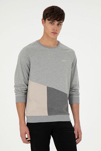 U.S. Polo Assn. Men's Gray Melange Sweatshirt - 50293405 -Vr109