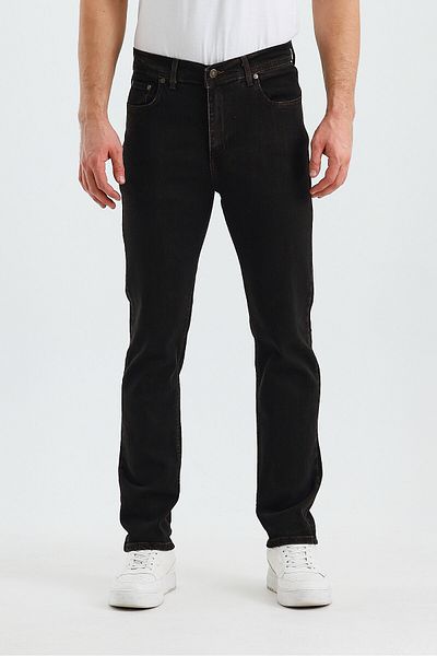 WKM Pantaloni de blugi casual pentru bărbați, cu croiala obișnuită, cu picior lat, talie înaltă
