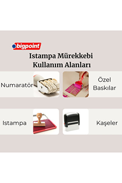 Bigpoint | Istampa Mürekkebi, Kaşe Ve Istampa Ile Uyumlu - Yağsız Ve Kalıcı Mürekkep, Mavi, 60 ml