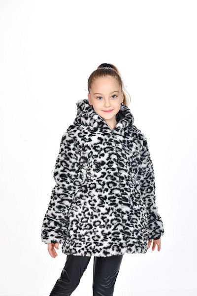 Kamex Leopard Print Hooded Plush Kids Coat - Warm and Stylish