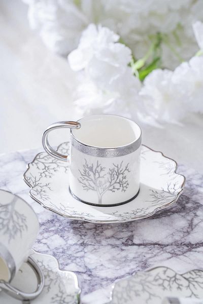ACAR Kieran Silver Coffee Cup Set for 6 People - 90 ml