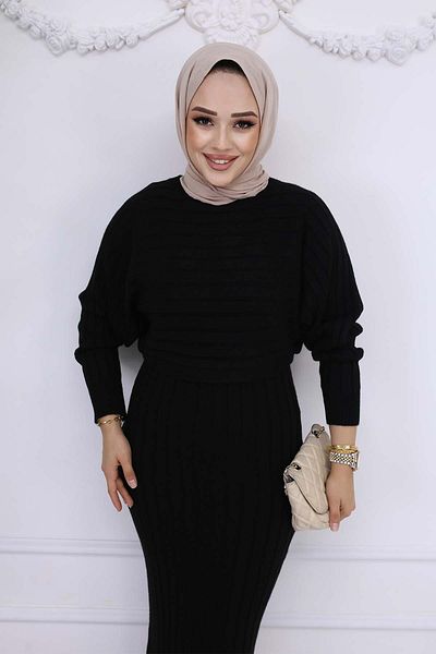 benguen Black Ribbed Gilet Knitwear Set - 4045