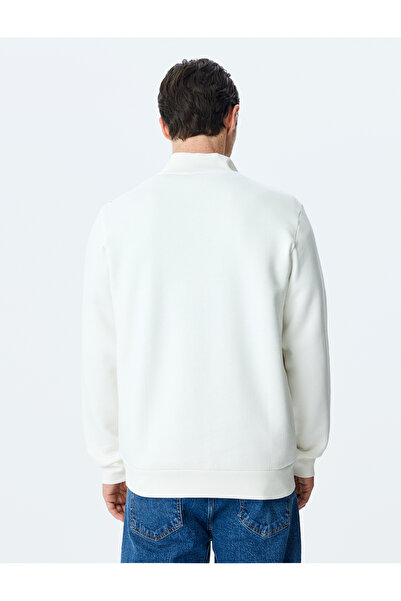 Koton Long Sleeve Cotton Blend Raster Basic Half Zip Sweatshirt