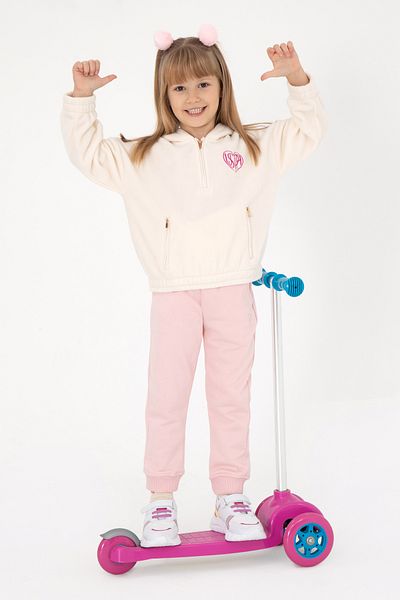 U.S. Polo Assn. Girl's Cream Half Zipper Sweatshirt 50296287 -Vr071