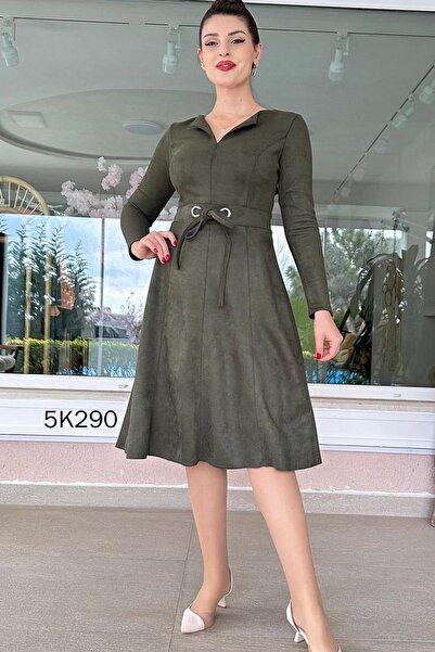 İnce Topuk Bird Eye Detail Suede Dress 5K290