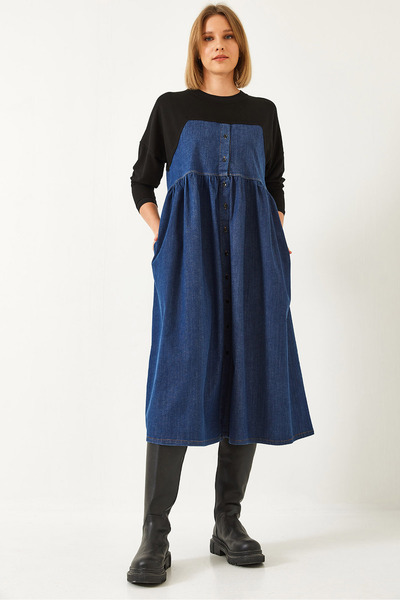 Bianco Lucci Dámské džínové šaty Sweat Piece 8111 60351336