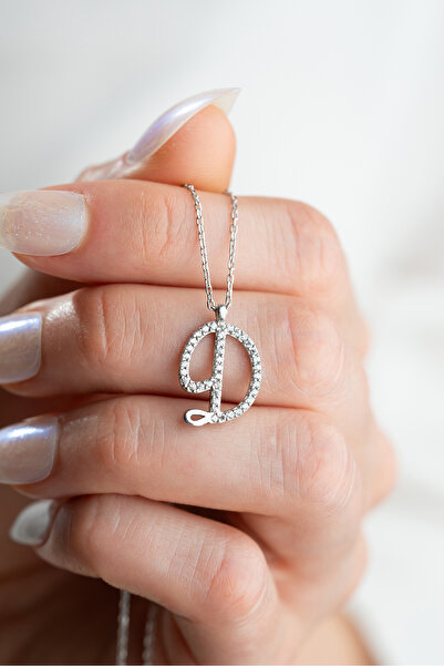 ESSARE 925 Ayar Gümüş Rodyum Kaplama D Harfi Kadın Kolye