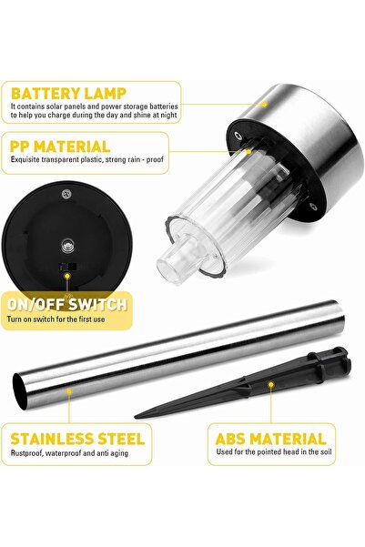 Arabest 12-Pack Solar Lights Outdoor, Stainless Steel Waterproof LED Garden L...