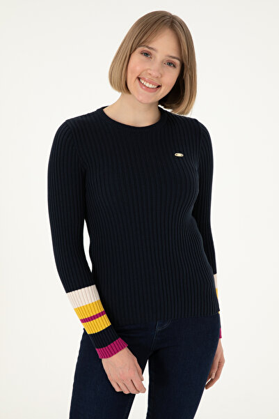 U.S. Polo Assn. Γυναικείο πουλόβερ με λαιμόκοψη σε μπλε ναυτικό 50297099-VR033