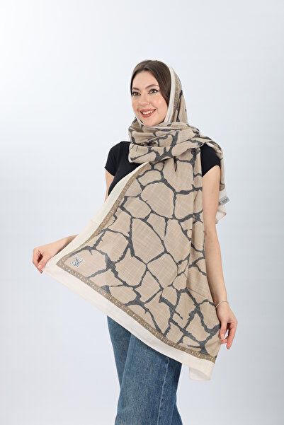 MCZ GİYİM Ecru Color Broken Glass Shawl & Scarf
