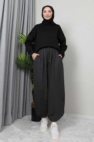 GİZ AGİYİM Anthracite Jagger Trousers - Pleated Design