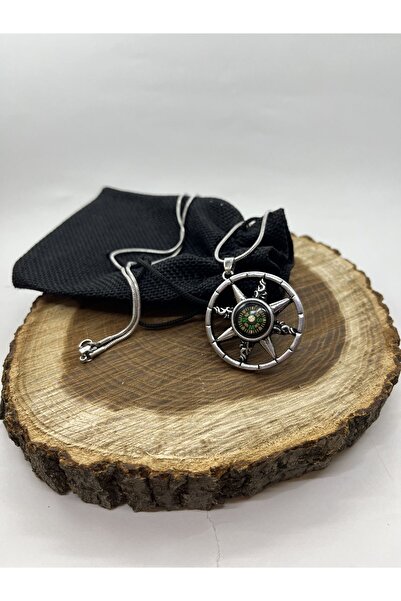 Balzamin Design الفولاذ المقاوم للصدأ غير تشويه الفضة اللون البوصلة حلقة الخماسي 60 سم ثعبان سلسلة للجنسين الصلب قلادة