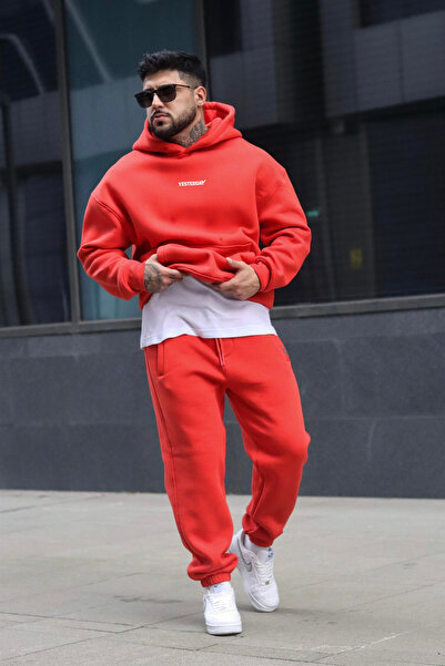 YAKAMEL Set de trening pentru bărbați, cu imprimeu Yesterday, supradimensiona...