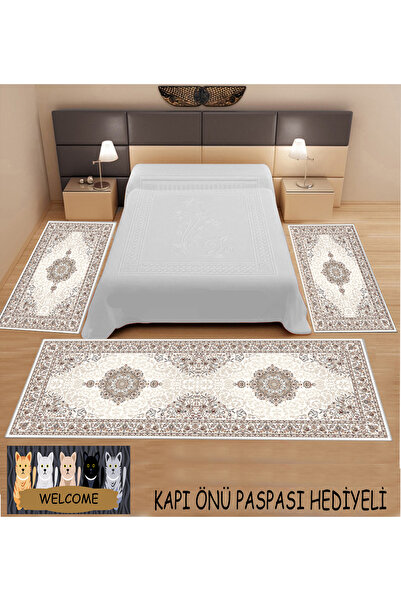 stylehome DİJİTAL BASKILI MAKİNADA YIKANABİLİR 3'LÜ YATAK ODASI HALISI ( 2 AD...