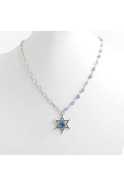 OSMANLI DOĞAL TAŞ Tanzanite-Iolite Natural Stone Silver Star Necklace