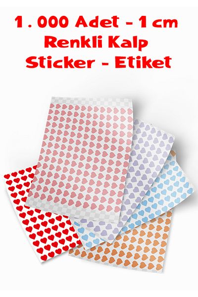 Parti Tasarla Multicolor Heart Sticker 1,000 Pieces 1 cm Gift Wrapping Sticker
