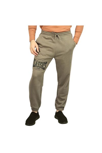 Giordano Men's French Terry Mid Rise Relaxed Tapered Fit Classic Print Knit Joggers