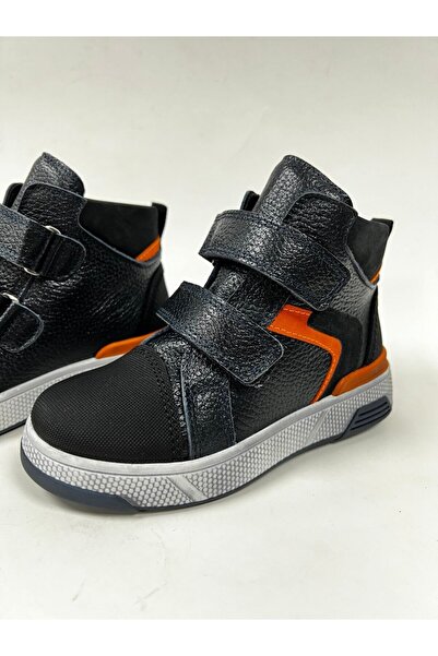 STAR FLEX Çift Cırtlı Hakiki Deri Erkek Çocuk Bot Ortopedik Termo Kaymaz Taban Okul Ayakkabısı