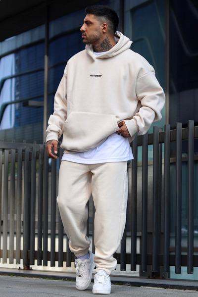 YAKAMEL Set de trening pentru bărbați, cu imprimeu Yesterday, supradimensiona...