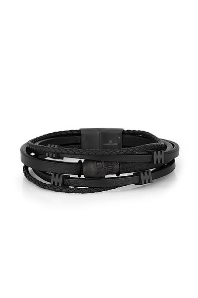 Daniel Klein Mtk11324 Black Color Leather Men's Bracelet