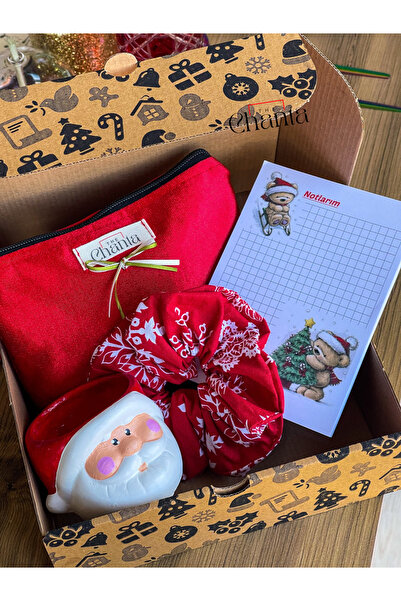 the chanta Kutulu Yılbaşı Yeniyıl El Yapımı Kırmızı Hediye Set