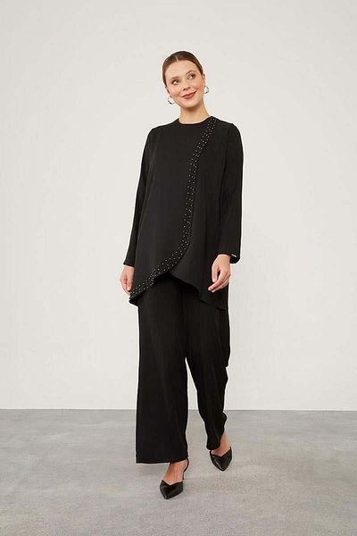 Levidor Black Embroidered Double Suit Set