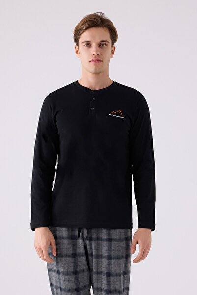 Arnetta Men's Black Long Sleeve Pajama Set