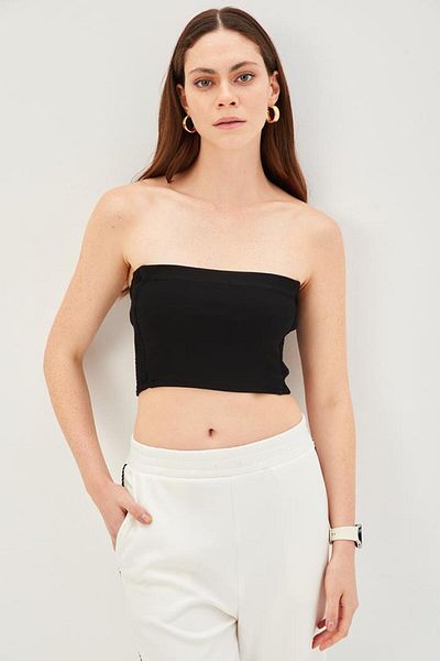 Allyco Πλεκτό ελαστικό στο πλάι Strapless Slim Fit Crop