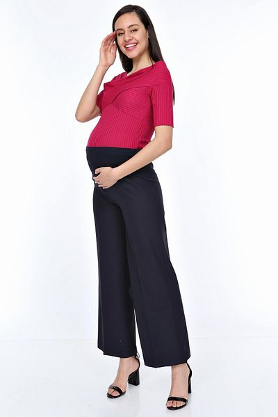 Işşıl 4262-Pregnant Women's Wide Leg Fabric Trousers