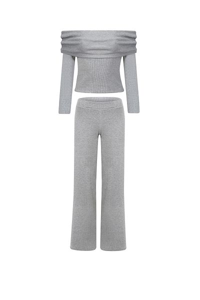La Sarta Caldo Camisole Gri Bottom Top Set