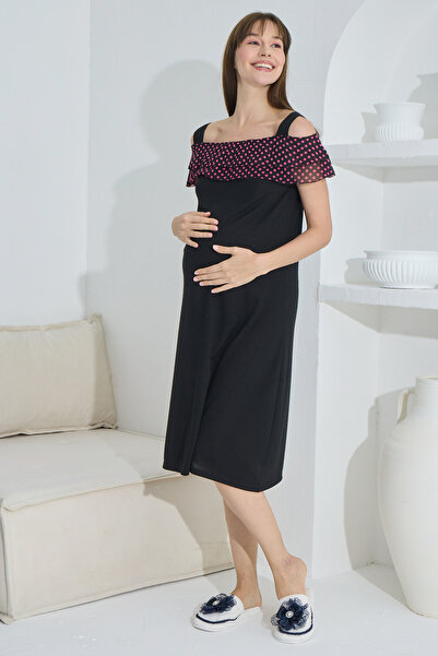 ERDENİZ TEKSTİL Cămașă de noapte de maternitate cu curea de frânghie, decolte...