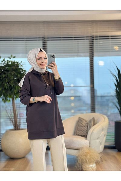 ALANURMODA Osyho Hooded Pin Snap Tunic