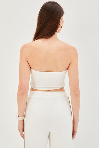 Allyco Πλεκτό ελαστικό στο πλάι Strapless Slim Fit Crop
