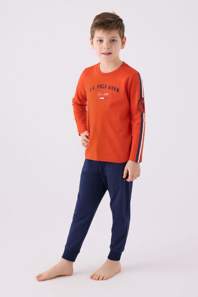 U.S. Polo Assn. Erkek Çocuk Turuncu Uzun Kol Pijama Takım