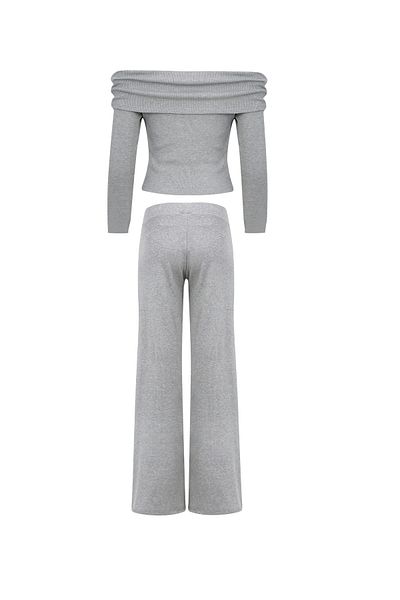La Sarta Caldo Camisole Gri Bottom Top Set