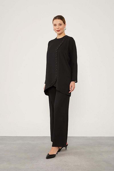 Levidor Black Embroidered Double Suit Set
