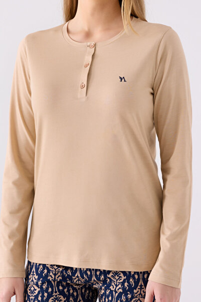 Arnetta Women's Cream Long Sleeve Pajama Set