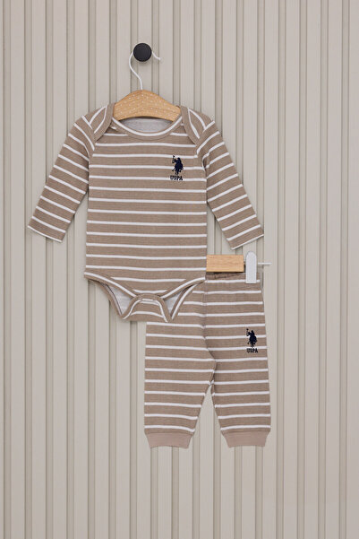 U.S. Polo Assn. Σετ μωρού 2 τεμαχίων για αγόρι σε καφέ χρώμα