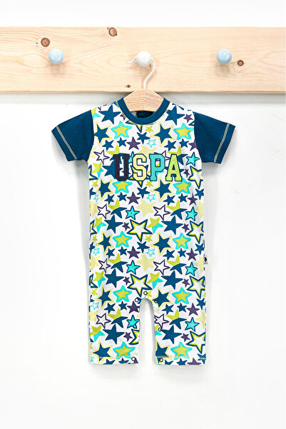 U.S. Polo Assn. U.S. Polo Assn Lisanslı Stars Beyaz Erkek Bebek Kısa Kollu Tulum