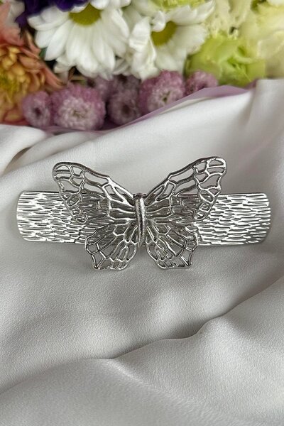 TAKIŞTIR Silver Color Butterfly Figured Metal Vending Machine Buckle