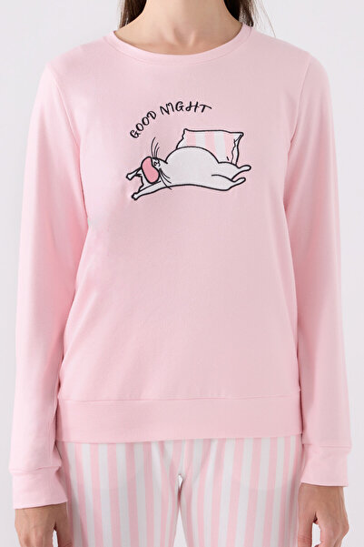 Arnetta Γυναικείο ροζ μακρυμάνικο σετ πιτζάμες