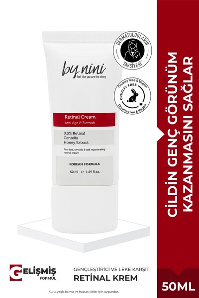 By Nini 0.5% Retinal İçeren Yaşlanma Karşıtı ve Kırışıklık Giderici Gece Krem...