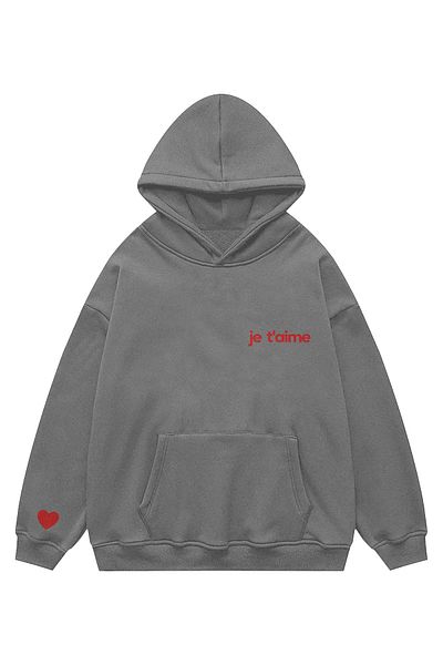 Disante Unisex Je t'Aime Sweatshirt Hooded Hoodie