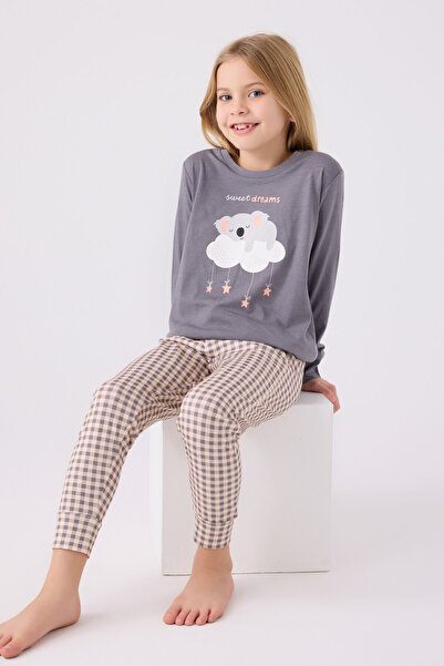 Arnetta Girl's Dark Gray Long Sleeve Pajama Set