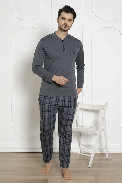 ALİMER Σετ ανδρικές πιτζάμες καρό - Smoked Winter Lycra Interlock 1211UKL