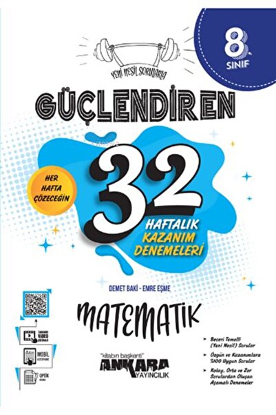 Ankara Yayıncılık 8. Sınıf Güçlendiren 32 Haftalık Matematik Kazanım Denemeleri
