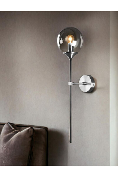 Fico Home Modern Tasarım Camlı Aplik Krom Gövde Füme Camlı 1 Adet Elektrikle Çalışan